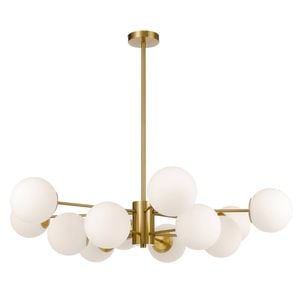 Telbix Marsten Contemporary Pendant Hanging Lamp Light Metal Glass Antique Gold Opal Matt