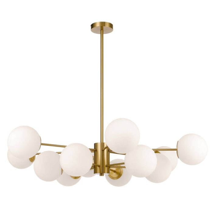 Telbix Marsten Contemporary Pendant Hanging Lamp Light Metal Glass Antique Gold Opal Matt