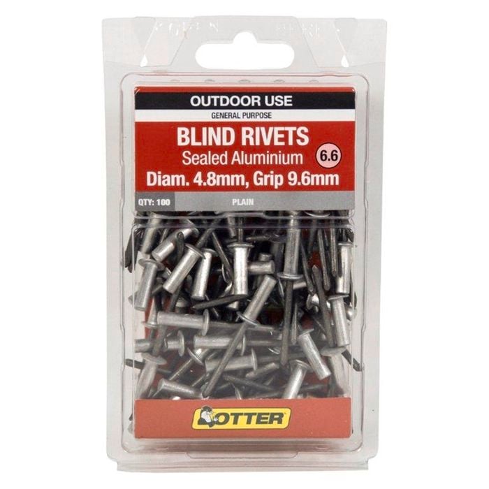 Otter 4.8 x 9.6mm Sealed Aluminium Blind Rivets - 100 Pack
