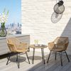 BRIBRION 3 Pieces Patio Bistro Set Rattan Chairs with 60cm Round Coffee Table Outdoor Rust-Resistant
