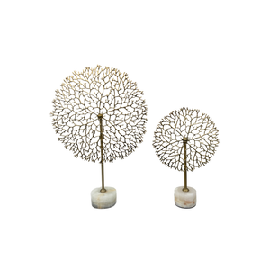 Elegant Collections Set of 2 Gold Round Flower Stem Décor