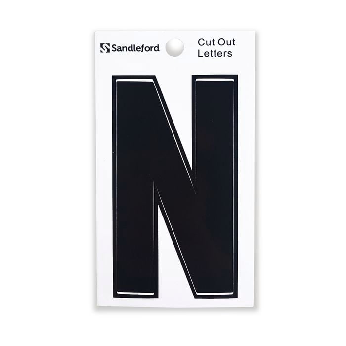 Sandleford 85mm Black Cut Out Self Adhesive House Letter N