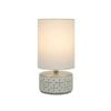 Tsai Motif Table Lamp, Handmade Ceramic With Polyester + Cotton Shade – Grey