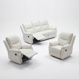 Duke 3+1+1 Seater Manual Recliner Genuine Leather Off White