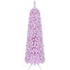 Costway 150cm Flocked Pencil Christmas Tree Artificial Fir Xmas Tree w/295 Branch Tips 110 LEDs-Pink