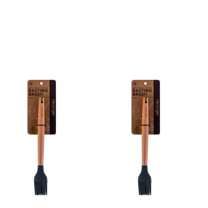 2pcs Beechwood & Silicone Basting Brush Charcoal