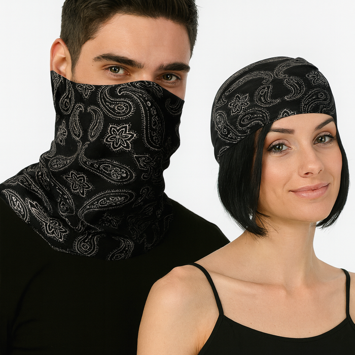 Seamless Tube Bandana Head Scarf Face Cover Mask Pattern Mask Neck Gaiter - Black - Black | Scarf | Unisex