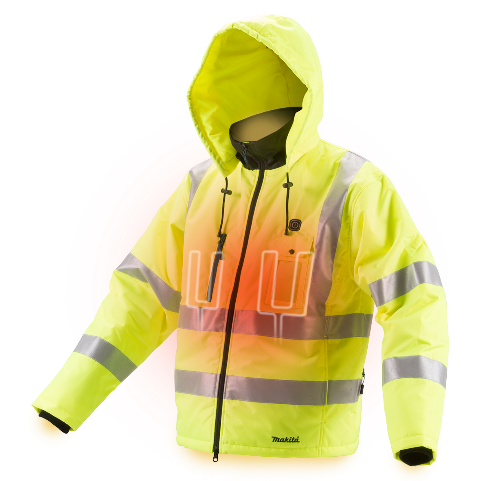 Makita 12Vmax CXT Heated Hi-vis Jacket with Hood Bunnings New