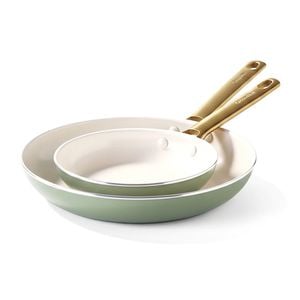 2pc Greenpan Padova Open Frypan Set 26 & 30cm Ceramic Non-Stick Sage Green