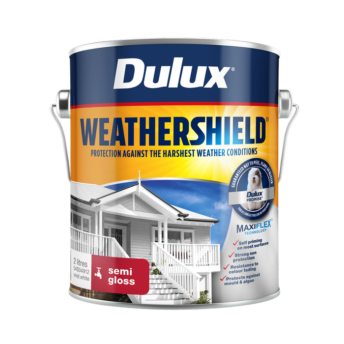 Dulux 2L Vivid White Semi Gloss Weathershield Exterior Paint