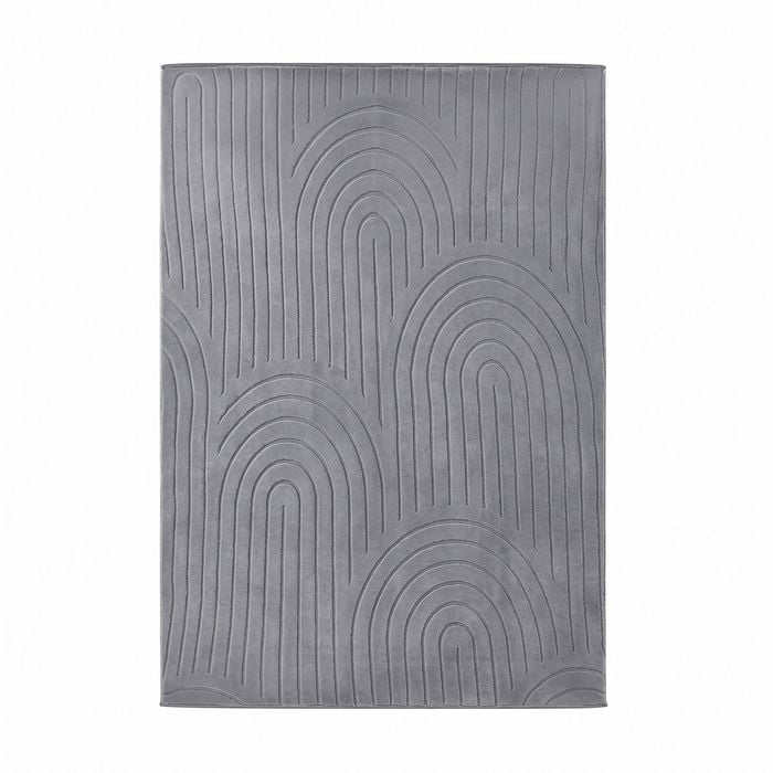 Oikiture Geometric Arch Jacquard Area Floor Rug 240X340cm Grey