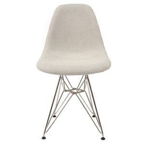 Sk Designer Living | Replica Eames Dsr Eiffel Chair | Fabric & Chrome - Texture Ivory