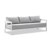 Bronte 3 Seater Outdoor Aluminium Lounge White & Textured Olefin Grey Cushions