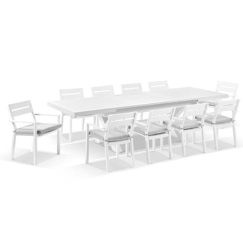 Austin Outdoor 2.2m 3m Extension Aluminium Table with 10 Santorini