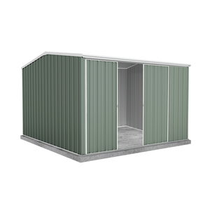 Absco Sheds 3.0 x 3.0 x 2.06m Pale Eucalypt Ezislider Double Sliding Door Garden Shed