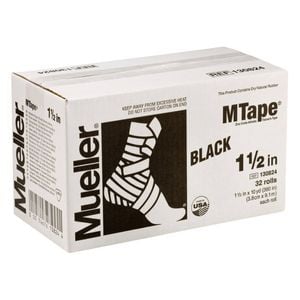 Mueller M Tape Black Athletic Sports Tape, Durable Support & Compression, 1 Roll, 100% Cotton, Zinc Oxide