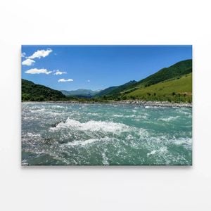 River Flowing with Mountains  Print 100% Australian Made 90 x 60cm  (Stretched)