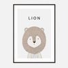 Galrie Charming Minimalist Lion Art Print for Kids' Room Decoration, Black Frame, 70 x 100cm (28 x 40inch)