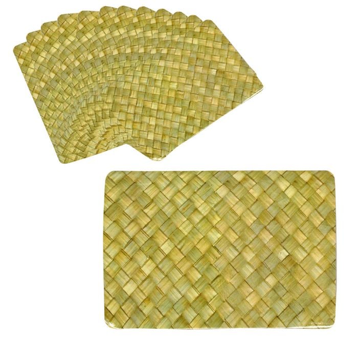 Set of 12 PVC Easy Care Placemats - Bamboo Wave 43 x 28 cm