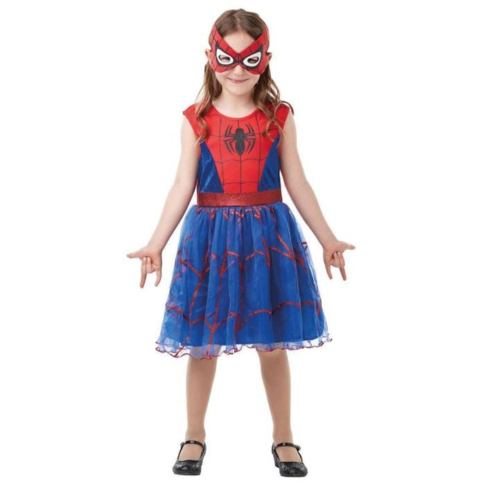 Spider Girl Halloween Costume for Kids Tutu Dress with Eye Mask Superhero Outfit, 7-8-YRS
