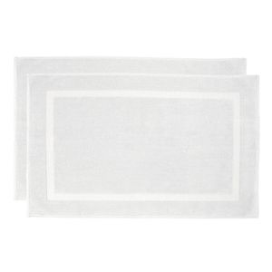 2pc Bambury Ultra soft Chateau Bath Mat 50x75cm White Cotton Woven