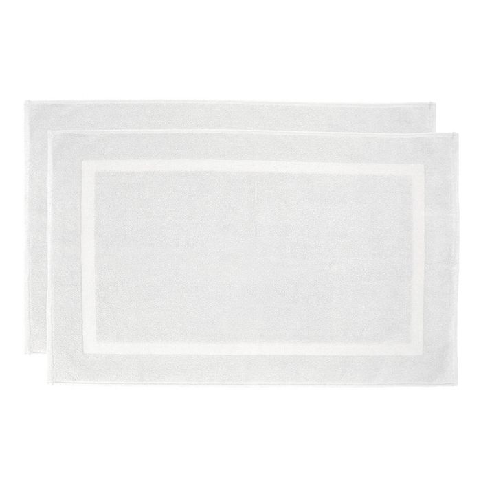 2pc Bambury Ultra soft Chateau Bath Mat 50x75cm White Cotton Woven