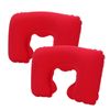Catzon 2 Pcs Inflatable U-Shaped Pillow Flocked Fabric-Red