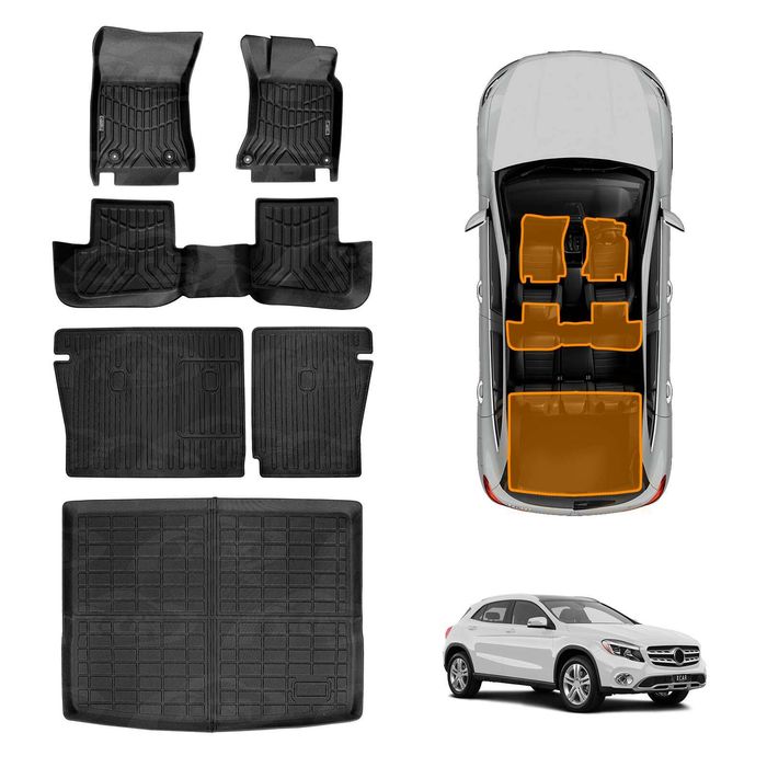 Floor Mats Boot Liner Set for Mercedes Benz GLA Class 2014-2019 Cargo Kick Back Seat Cover