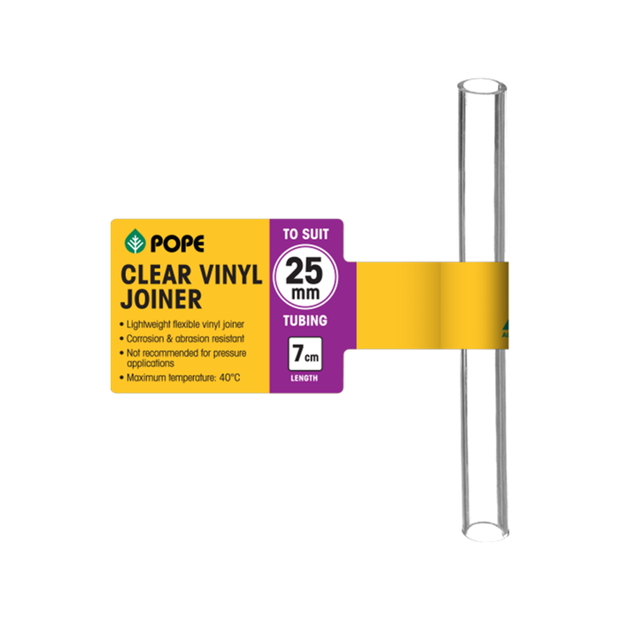 Pope 25mm x 7cm Clear Vinyl Tubing Joiner
