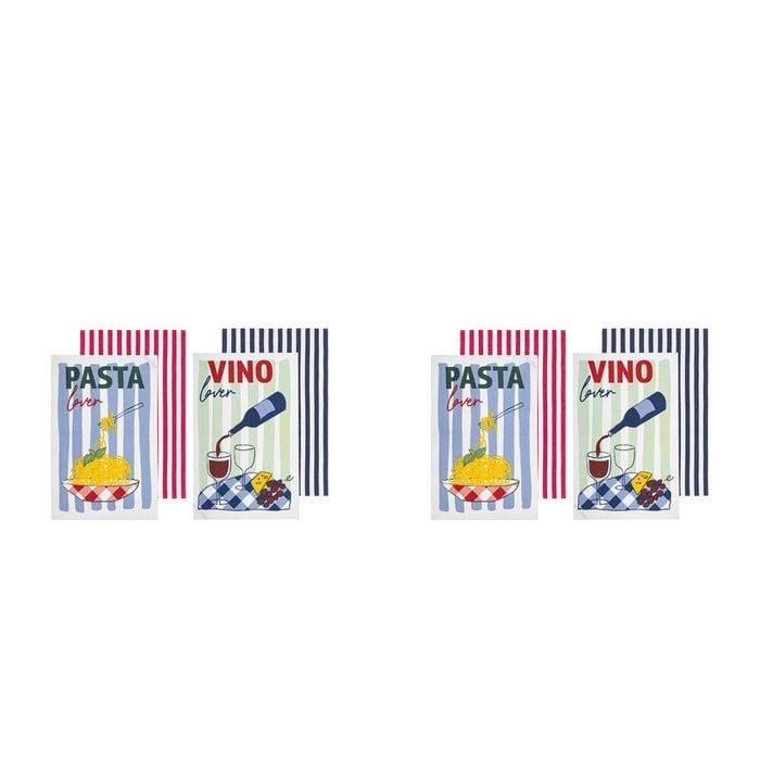 2x 2pc Ladelle Capri Pasta & Wine Cotton Kitchen Hand Towel Reusable Assorted