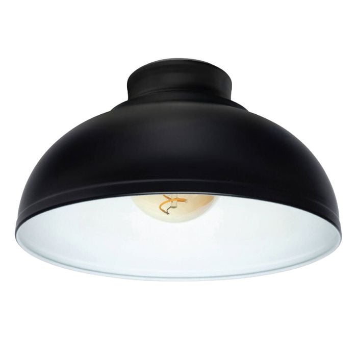 Brilliant 28cm Matt Black Foundry DIY Install Batten Fix Light Shade