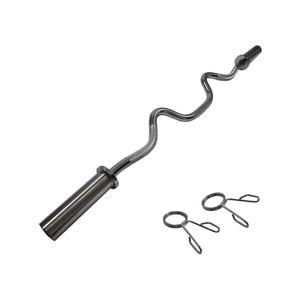 Olympic Super Curl Bar - 120cm - 48inch Chrome Barbell Weight - 2 Free Collars