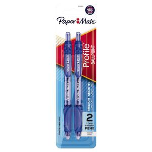 Papermate 1.0mm Profile Ballpoint Pen 2pk (Blue)