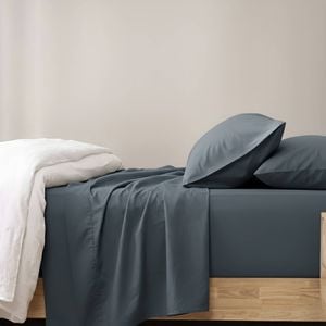 Renee Taylor 400TC Egyptian Cotton Sheet Set W/ Pillowcases Steel Blue Deep King