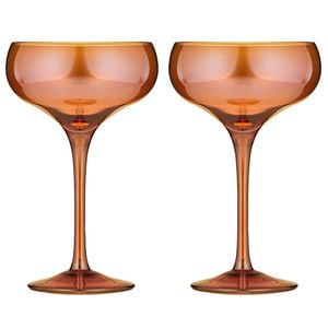 2pc Tempa Verity Drinking Crystal Stemware Coupe Glass Set - Amber