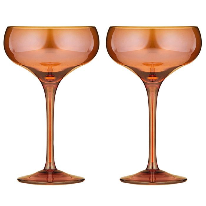 2pc Tempa Verity Drinking Crystal Stemware Coupe Glass Set - Amber