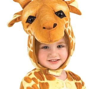 Kids Giraffe Halloween Costume Onesie – Plush Animal Outfit with Hood and Mittens Orange Colour, Small