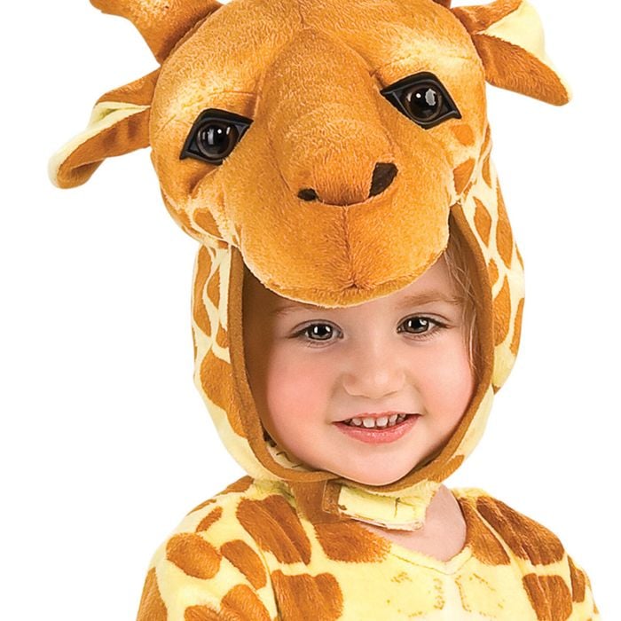 Kids Giraffe Halloween Costume Onesie – Plush Animal Outfit with Hood and Mittens Orange Colour, Small