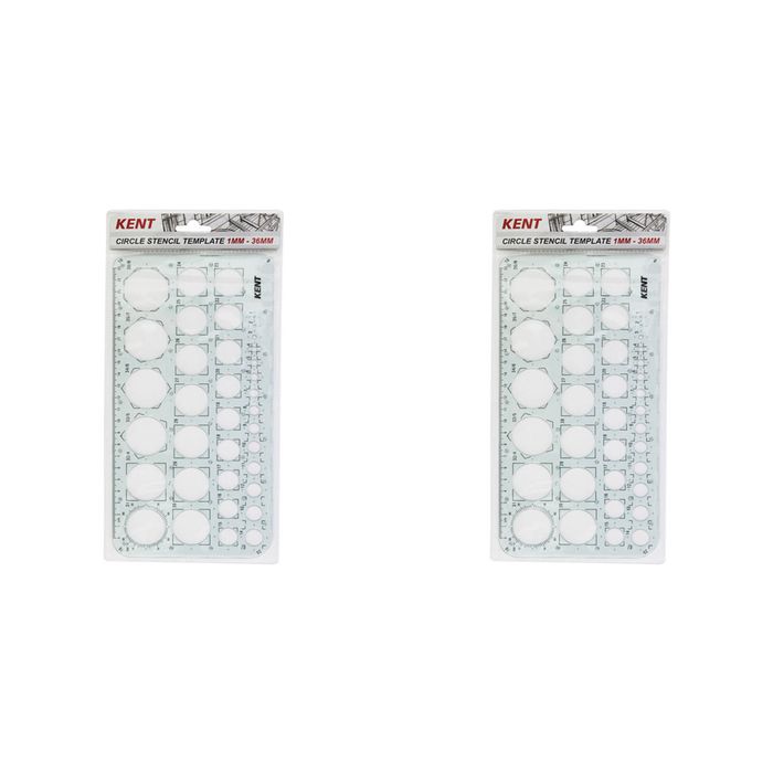 2x Kent Template Circle 1mm 36mm Home/school Stationery Technical Drawing/design