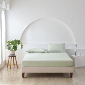 Essn 500tc Cotton Sateen Fitted Sheet Set Sage -king Bed