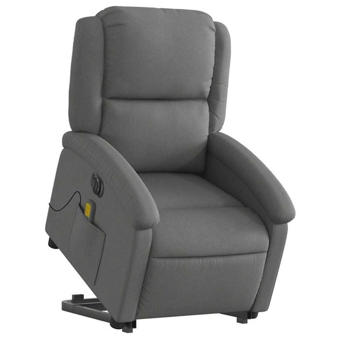 vidaXL Electric Stand up Massage Recliner Chair Armchair Dark Grey Fabric
