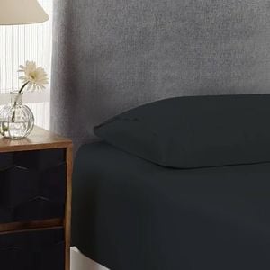 Bloomington 500TC Cotton Combo Fitted Sheet Set Charcoal Single 40cm Wall