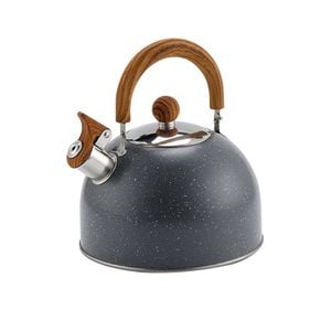 Catzon Whistling Tea Kettle 2L with Wood Pattern Cool Grip-Black