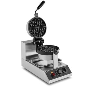 Vevor Commercial Waffle Maker with Round Waffle Iron Non-Stick 1300W Rotatable