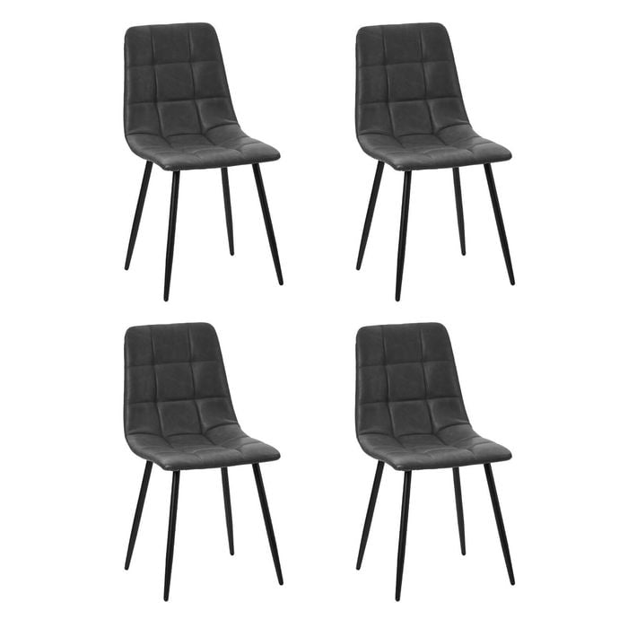 Oikiture 4x Dining Chairs PU Leather Retro Grey