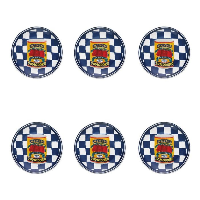 6PK Porto Valentina Porcelain Round Side Plate Tinned Tomato 20cm