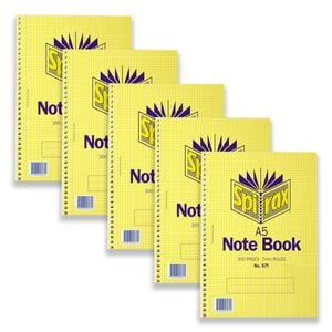5pc Spirax 571 A5 Spiral Notebook School Writing Stationery Ruled 300-pages
