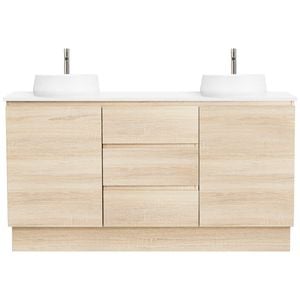CIBO 1500mm Coast Veneer Nordic Full Height Bathroom Vanity With Pod White Matte Basins