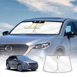 Windshield Sun Shade for Mazda CX-9 2016-2024 Blocks UV Rays Foldable Wind Screen Sun Visor
