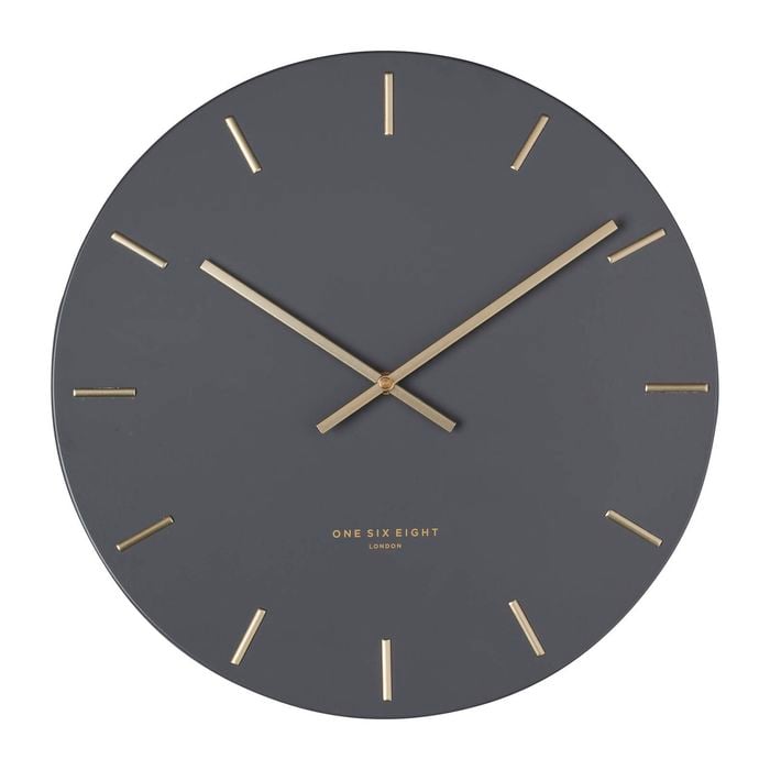 One Six Eight London  LUCA Charcoal 40cm Silent Wall Clock